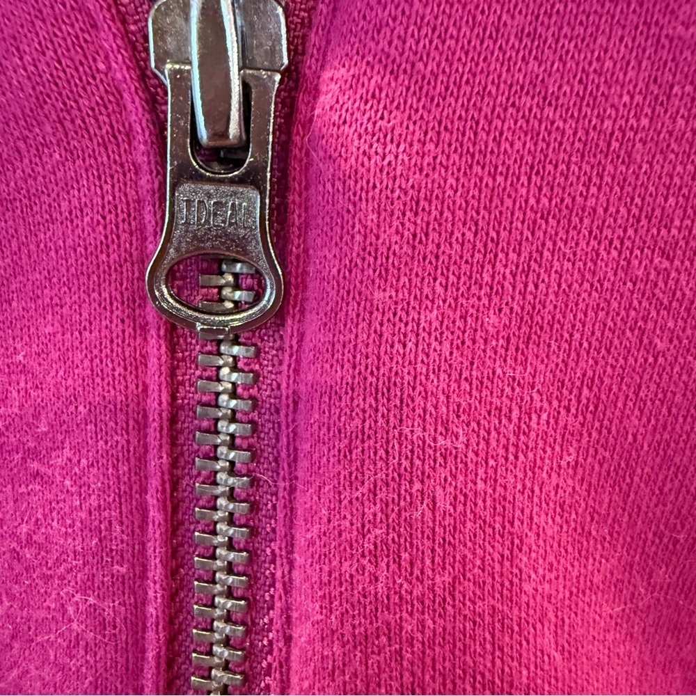 Talbots Petite Magenta Pink Asymmetrical Zip Fleece Moto Jacket Size MP - Picture 8 of 12